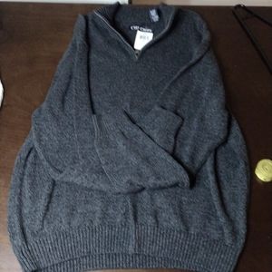 NWT Chaps 100% cotton charcoal zipper turtleneck sweater XL